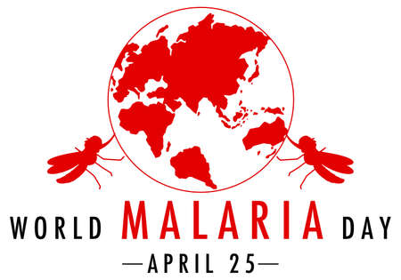 World Malaria Day logo or banner with mosquito illustrationのイラスト素材