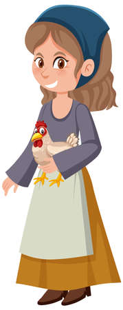 Female medieval historical cartoon characters illustrationのイラスト素材