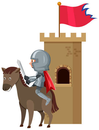 Knight cartoon character on white background illustrationのイラスト素材