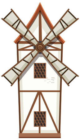 Windmill isolated on white background illustrationのイラスト素材