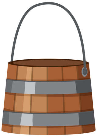Wooden bucket on white background illustrationのイラスト素材