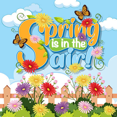 Floral spring calligraphic text illustrationのイラスト素材