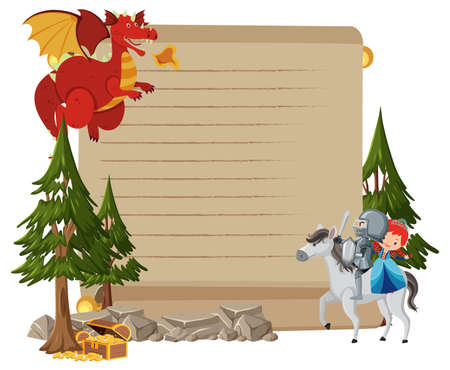 Medieval paper roll template illustrationのイラスト素材