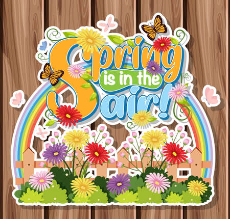 Floral spring calligraphic text illustrationのイラスト素材