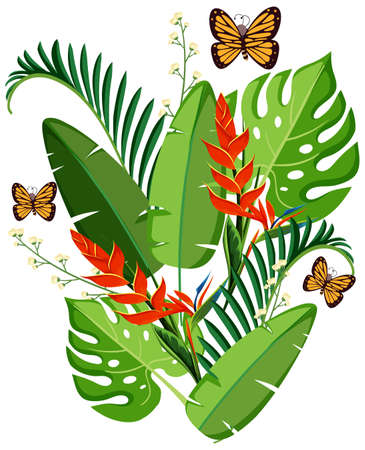 Beautiful flower with green leaves illustrationのイラスト素材