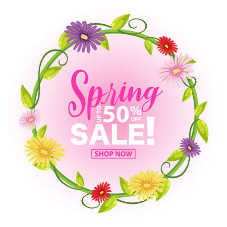 Spring sale banner template illustrationのイラスト素材