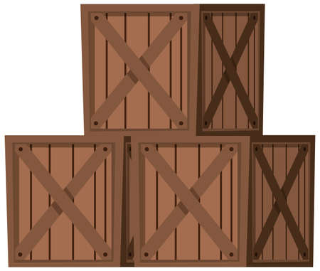 Wooden crate boxs on white background illustrationのイラスト素材