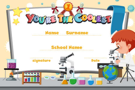 Cute motivational cartoon certificate for children illustrationのイラスト素材