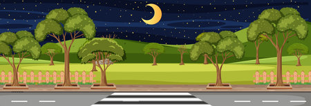 Park horizontal scene at night time illustrationのイラスト素材