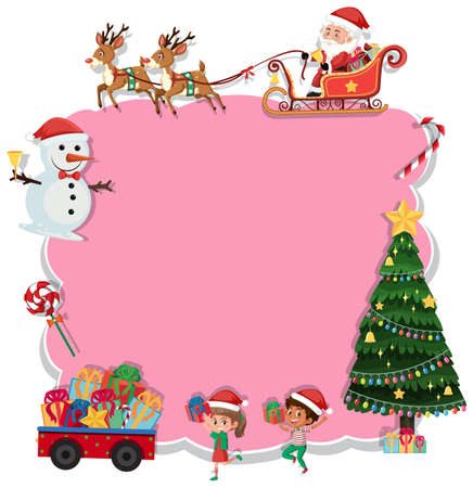 Empty Christmas board with cartoon characters and objects illustrationのイラスト素材