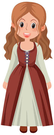 Female medieval historical cartoon characters illustrationのイラスト素材