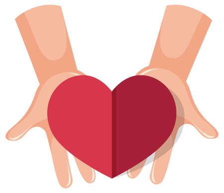 Human hands holding heart  illustrationのイラスト素材