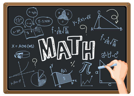 Hand writing math formula on blackboard illustrationのイラスト素材