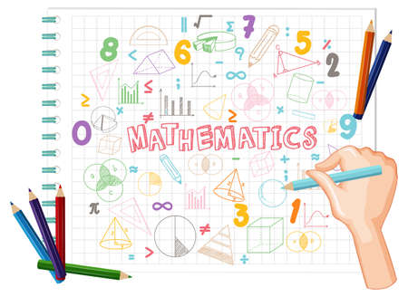 Doodle math formula with Mathematics font illustrationのイラスト素材