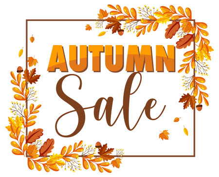 Autumn sale banner template illustration