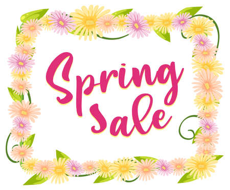 Spring sale banner template illustrationのイラスト素材