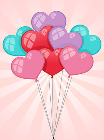 Many heart shape balloon on pink background illustrationのイラスト素材