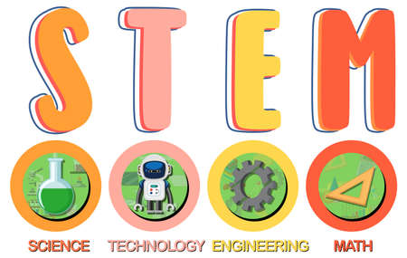 Colorful STEM education text icon illustrationのイラスト素材