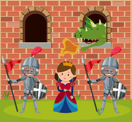 Happy kingdom with beautiful queen illustrationのイラスト素材