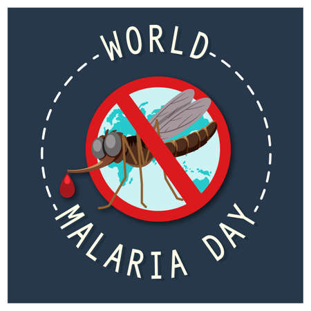World Malaria Day    banner with no mosquito sign illustrationのイラスト素材
