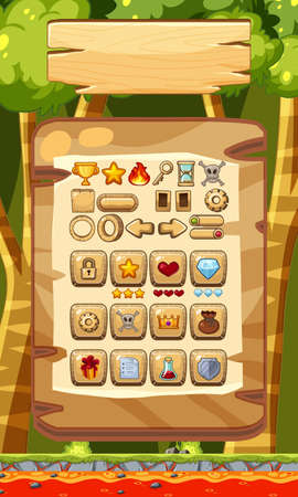 Game icons template on mobile game illustrationのイラスト素材