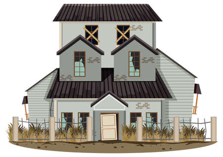 Isolated old broken house in the rural illustrationのイラスト素材