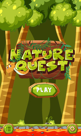 Platform game poster with Nature quest  and play button illustrationのイラスト素材