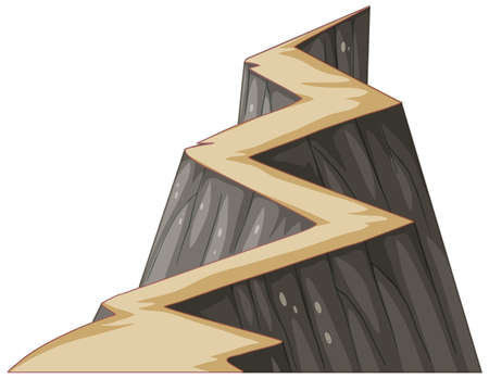 Cliff with zigzag pathway on white background illustrationのイラスト素材