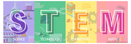 Colourful STEM education text icon illustrationのイラスト素材