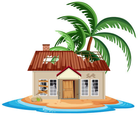 Old abandon building on the island illustrationのイラスト素材