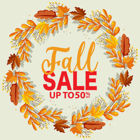 Fall sale banner template illustrationのイラスト素材