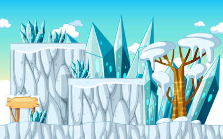 A Game Template Ice Cave Scene illustrationのイラスト素材