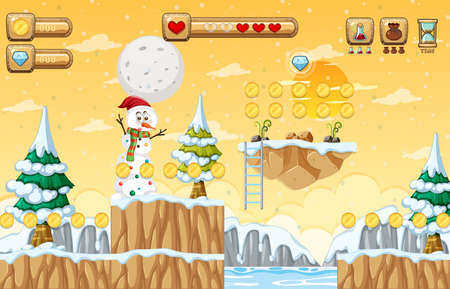 Game Template Nature Forest Scene illustrationのイラスト素材