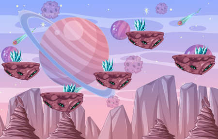 A Game Template Galaxy Scene illustrationのイラスト素材