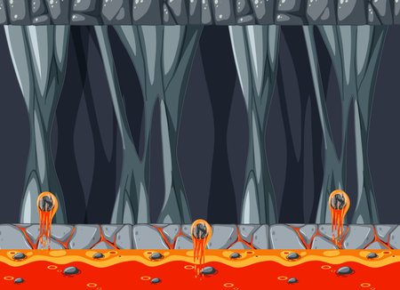 Lava Cave Platformer Game template  illustrationのイラスト素材
