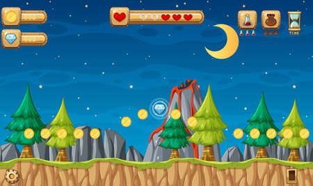 Game Template Forest Scene illustrationのイラスト素材