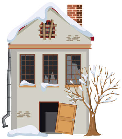 Abandoned house on white background illustrationのイラスト素材