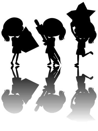 Set of kids silhouette with reflex illustrationのイラスト素材