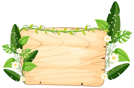 Simple plants and leaves frame banner illustrationのイラスト素材