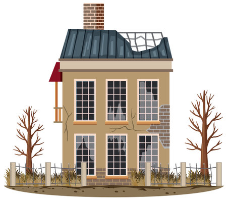 Abandoned house on white background illustrationのイラスト素材