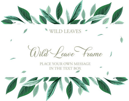 A horizontal frame of foliage template illustrationのイラスト素材