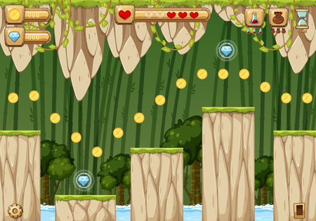 A Game Template Jungle Scene illustrationのイラスト素材