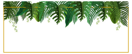 A horizontal frame of tropical foliage template illustrationのイラスト素材