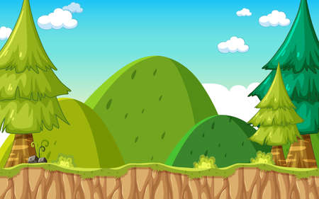 Game Template Forest Scene illustrationのイラスト素材