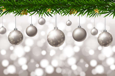Christmas light silver bokeh background illustrationのイラスト素材
