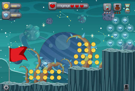 A Game Template Galaxy Space Scene illustrationのイラスト素材