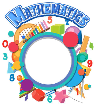 Blank math template with math tools and elements illustrationのイラスト素材