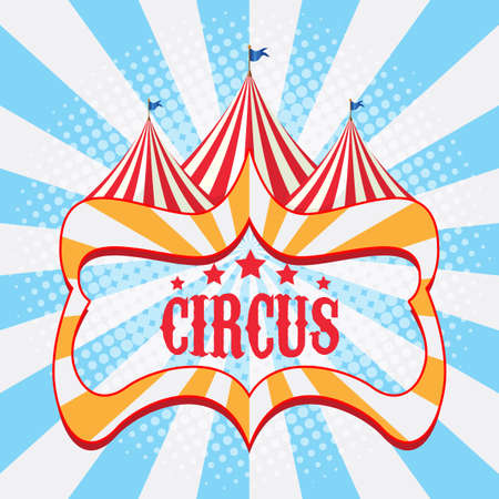 Circus banner design on bright blue rays illustrationのイラスト素材