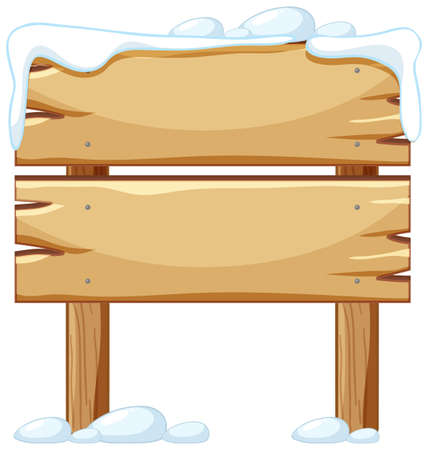 Wooden signboard in cartoon style illustrationのイラスト素材