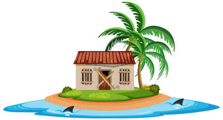 Old abandon building on the island illustrationのイラスト素材